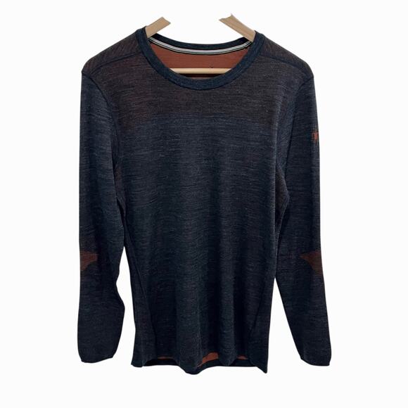 Smartwool Men's Intraknit Thermal Merino Base Layer Crew Medium Gray/Orange - Picture 6 of 6